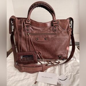 Balenciaga Brown Velo Leather Women's shoulder tote crossbody Bag